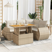 Thumbnail for 5-tlg. Garten-Sofagarnitur mit Kissen Beige Poly Rattan