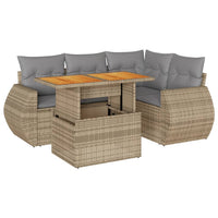 Thumbnail for 5-tlg. Garten-Sofagarnitur mit Kissen Beige Poly Rattan