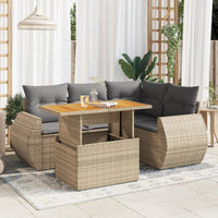 Thumbnail for 5-tlg. Garten-Sofagarnitur mit Kissen Beige Poly Rattan