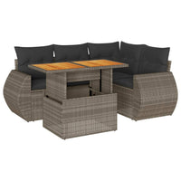 Thumbnail for 5-tlg. Garten-Sofagarnitur mit Kissen Grau Poly Rattan
