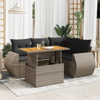 Thumbnail for 5-tlg. Garten-Sofagarnitur mit Kissen Grau Poly Rattan