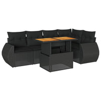 Thumbnail for 6-tlg. Garten-Sofagarnitur mit Kissen Schwarz Poly Rattan