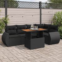 Thumbnail for 6-tlg. Garten-Sofagarnitur mit Kissen Schwarz Poly Rattan