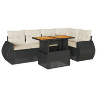 Thumbnail for 6-tlg. Garten-Sofagarnitur mit Kissen Schwarz Poly Rattan