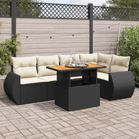 Thumbnail for 6-tlg. Garten-Sofagarnitur mit Kissen Schwarz Poly Rattan