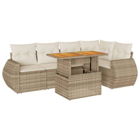 Thumbnail for 6-tlg. Garten-Sofagarnitur mit Kissen Beige Poly Rattan