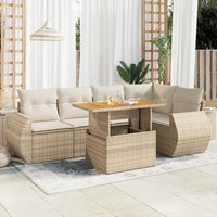 Thumbnail for 6-tlg. Garten-Sofagarnitur mit Kissen Beige Poly Rattan