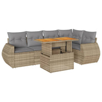 Thumbnail for 6-tlg. Garten-Sofagarnitur mit Kissen Beige Poly Rattan