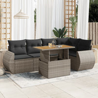 Thumbnail for 6-tlg. Garten-Sofagarnitur mit Kissen Grau Poly Rattan