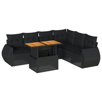 Thumbnail for 7-tlg. Garten-Sofagarnitur mit Kissen Schwarz Poly Rattan