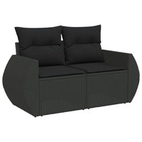 Thumbnail for 7-tlg. Garten-Sofagarnitur mit Kissen Schwarz Poly Rattan