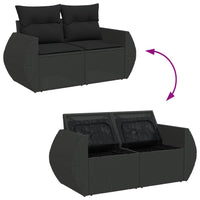 Thumbnail for 7-tlg. Garten-Sofagarnitur mit Kissen Schwarz Poly Rattan