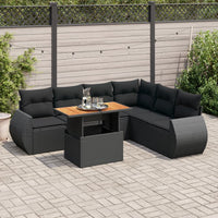 Thumbnail for 7-tlg. Garten-Sofagarnitur mit Kissen Schwarz Poly Rattan