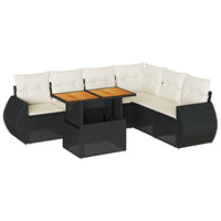 Thumbnail for 7-tlg. Garten-Sofagarnitur mit Kissen Schwarz Poly Rattan
