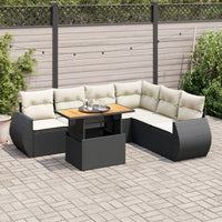 Thumbnail for 7-tlg. Garten-Sofagarnitur mit Kissen Schwarz Poly Rattan
