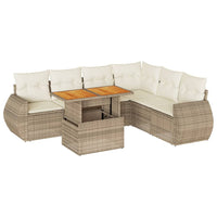 Thumbnail for 7-tlg. Garten-Sofagarnitur mit Kissen Beige Poly Rattan