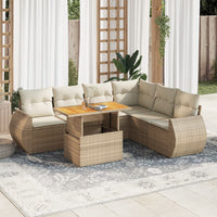 Thumbnail for 7-tlg. Garten-Sofagarnitur mit Kissen Beige Poly Rattan