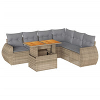 Thumbnail for 7-tlg. Garten-Sofagarnitur mit Kissen Beige Poly Rattan