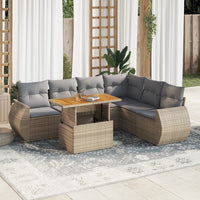 Thumbnail for 7-tlg. Garten-Sofagarnitur mit Kissen Beige Poly Rattan