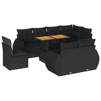 Thumbnail for 9-tlg. Garten-Sofagarnitur mit Kissen Schwarz Poly Rattan
