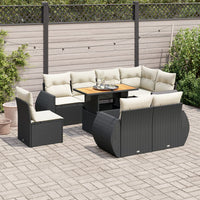 Thumbnail for 9-tlg. Garten-Sofagarnitur mit Kissen Schwarz Poly Rattan