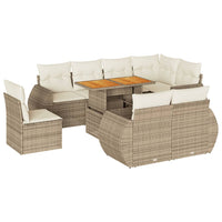Thumbnail for 9-tlg. Garten-Sofagarnitur mit Kissen Beige Poly Rattan