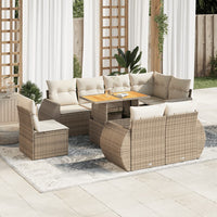 Thumbnail for 9-tlg. Garten-Sofagarnitur mit Kissen Beige Poly Rattan