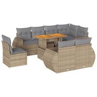 Thumbnail for 9-tlg. Garten-Sofagarnitur mit Kissen Beige Poly Rattan