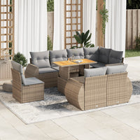 Thumbnail for 9-tlg. Garten-Sofagarnitur mit Kissen Beige Poly Rattan