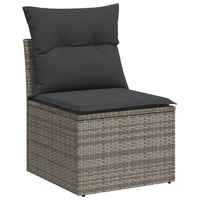 Thumbnail for 9-tlg. Garten-Sofagarnitur mit Kissen Grau Poly Rattan