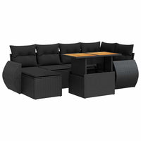 Thumbnail for 7-tlg. Garten-Sofagarnitur mit Kissen Schwarz Poly Rattan