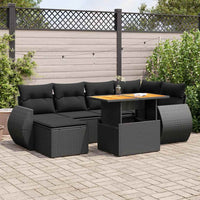 Thumbnail for 7-tlg. Garten-Sofagarnitur mit Kissen Schwarz Poly Rattan