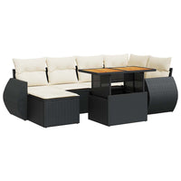 Thumbnail for 7-tlg. Garten-Sofagarnitur mit Kissen Schwarz Poly Rattan