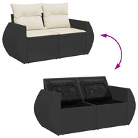 Thumbnail for 7-tlg. Garten-Sofagarnitur mit Kissen Schwarz Poly Rattan