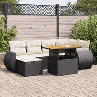 Thumbnail for 7-tlg. Garten-Sofagarnitur mit Kissen Schwarz Poly Rattan