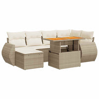 Thumbnail for 7-tlg. Garten-Sofagarnitur mit Kissen Beige Poly Rattan