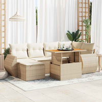 Thumbnail for 7-tlg. Garten-Sofagarnitur mit Kissen Beige Poly Rattan