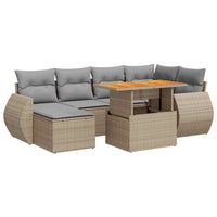 Thumbnail for 7-tlg. Garten-Sofagarnitur mit Kissen Beige Poly Rattan