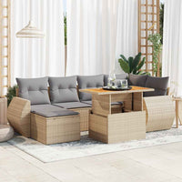 Thumbnail for 7-tlg. Garten-Sofagarnitur mit Kissen Beige Poly Rattan