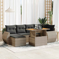 Thumbnail for 7-tlg. Garten-Sofagarnitur mit Kissen Grau Poly Rattan