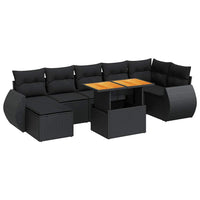 Thumbnail for 8-tlg. Garten-Sofagarnitur mit Kissen Schwarz Poly Rattan