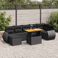 Thumbnail for 8-tlg. Garten-Sofagarnitur mit Kissen Schwarz Poly Rattan