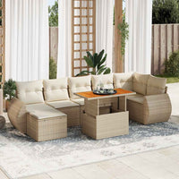 Thumbnail for 8-tlg. Garten-Sofagarnitur mit Kissen Beige Poly Rattan