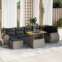 Thumbnail for 8-tlg. Garten-Sofagarnitur mit Kissen Grau Poly Rattan