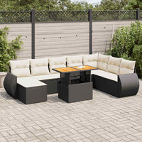 Thumbnail for 9-tlg. Garten-Sofagarnitur mit Kissen Schwarz Poly Rattan