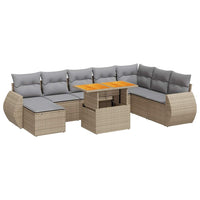 Thumbnail for 9-tlg. Garten-Sofagarnitur mit Kissen Beige Poly Rattan