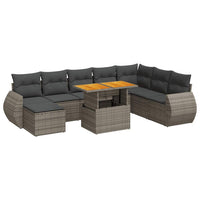 Thumbnail for 9-tlg. Garten-Sofagarnitur mit Kissen Grau Poly Rattan