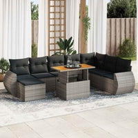 Thumbnail for 9-tlg. Garten-Sofagarnitur mit Kissen Grau Poly Rattan