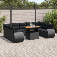 Thumbnail for 10-tlg. Garten-Sofagarnitur mit Kissen Schwarz Poly Rattan