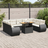 Thumbnail for 10-tlg. Garten-Sofagarnitur mit Kissen Schwarz Poly Rattan